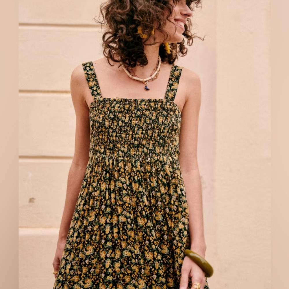 Sézane Millie Dress - Black Yellow Blossom Small Size 36, US 4 - Floral Maxi